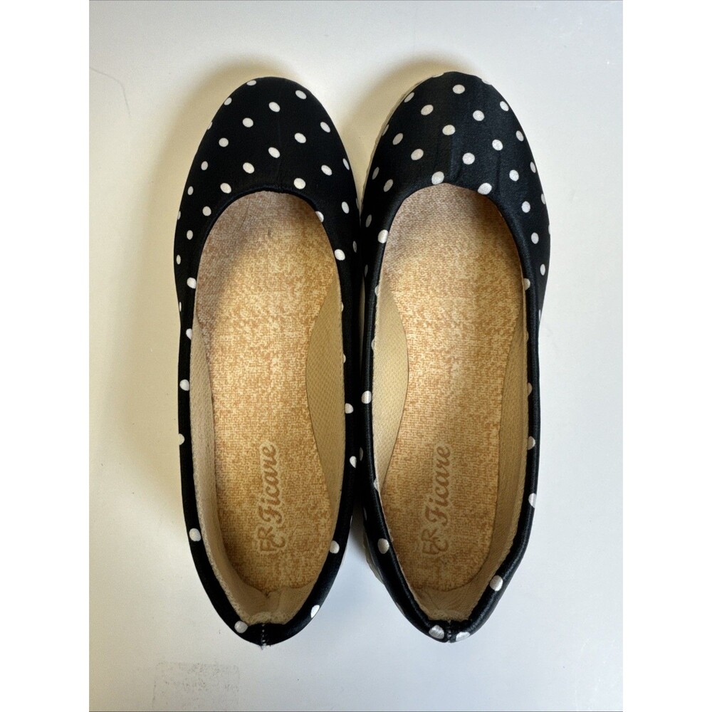 Ficare Nottingham Black White Polka Dot Scallop Espadrilles Sz 4.5 - Picture 3 of 5